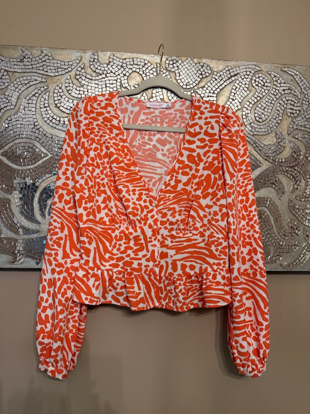 Leporad Print Peplum Top